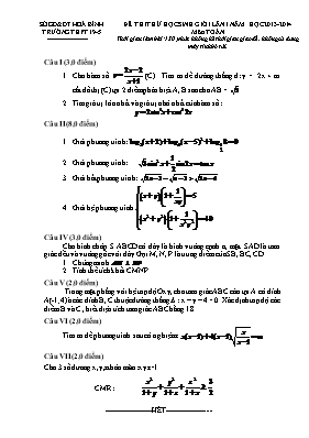 Đề thi thử học sinh giỏi lần 1 năm học 2013-2014 môn Toán - Trường THPT 19-5